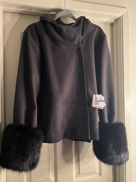 Lauren Ralph Lauren Jackets & Blazers - Lauren Ralph Lauren Black Hooded Jacket with Faux Fur Cuffs